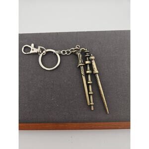 Keychain With 3 Ornaments Charm Swords Medieval Renaissance Key Ring